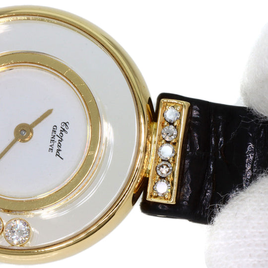 Chopard Watches Quartz 20/5511 K18YG , Leather , Diamond gold Happy diamond white dial Women Used Authentic