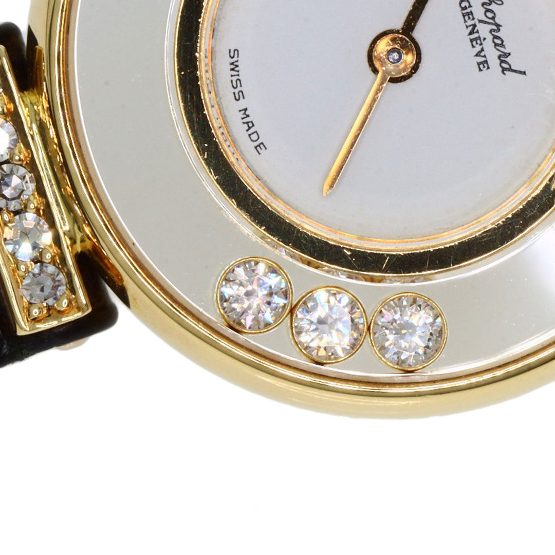 Chopard Watches Quartz 20/5511 K18YG , Leather , Diamond gold Happy diamond white dial Women Used Authentic