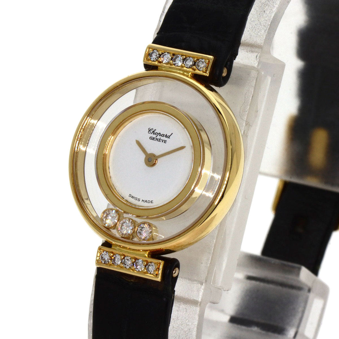 Chopard Watches Quartz 20/5511 K18YG , Leather , Diamond gold Happy diamond white dial Women Used Authentic