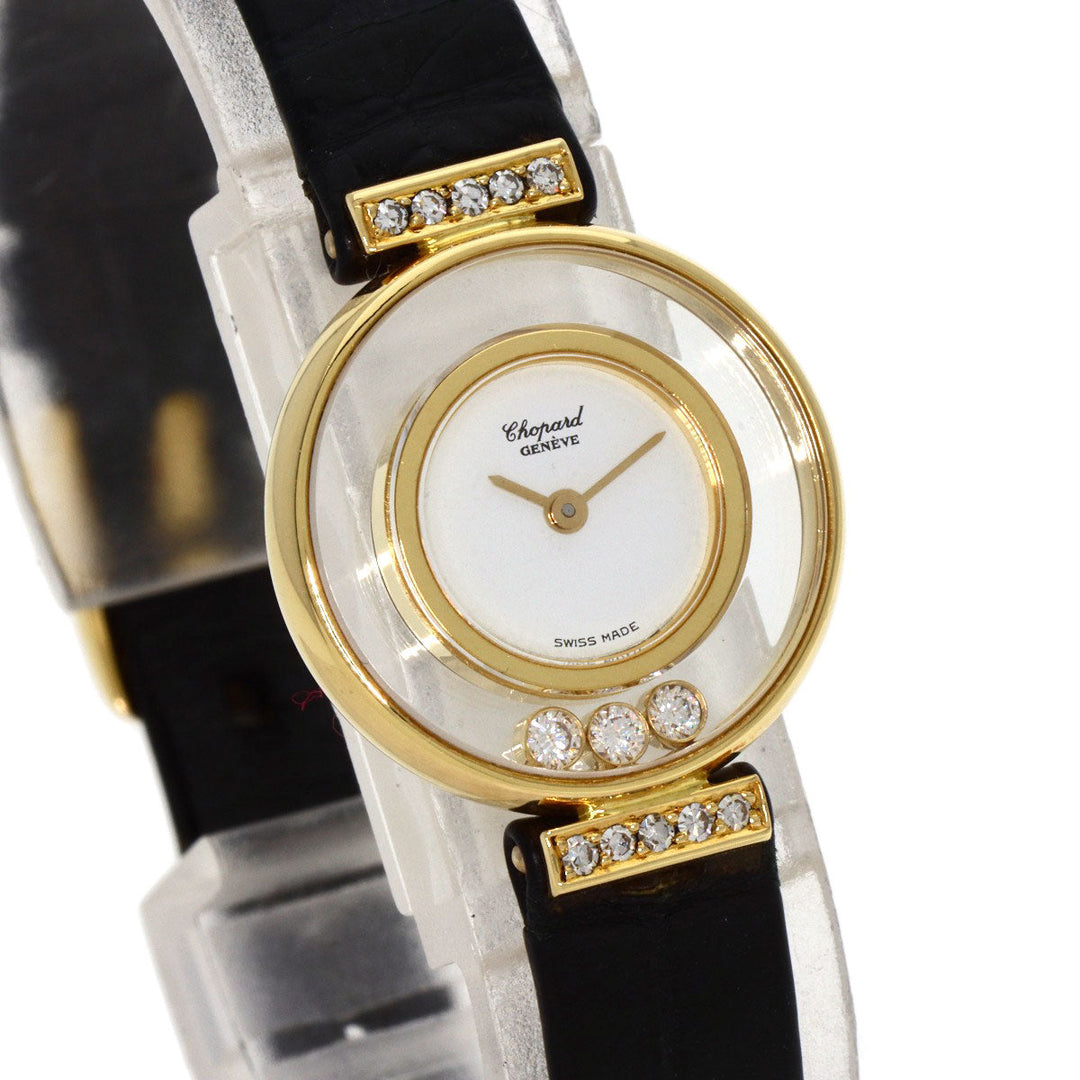 Chopard Watches Quartz 20/5511 K18YG , Leather , Diamond gold Happy diamond white dial Women Used Authentic