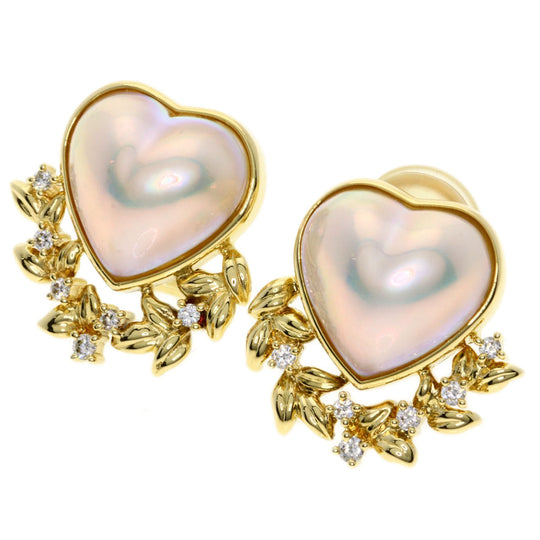 TASAKI Earring 18K Yellow Gold gold Mabe Pearl Heart Women Used Authentic