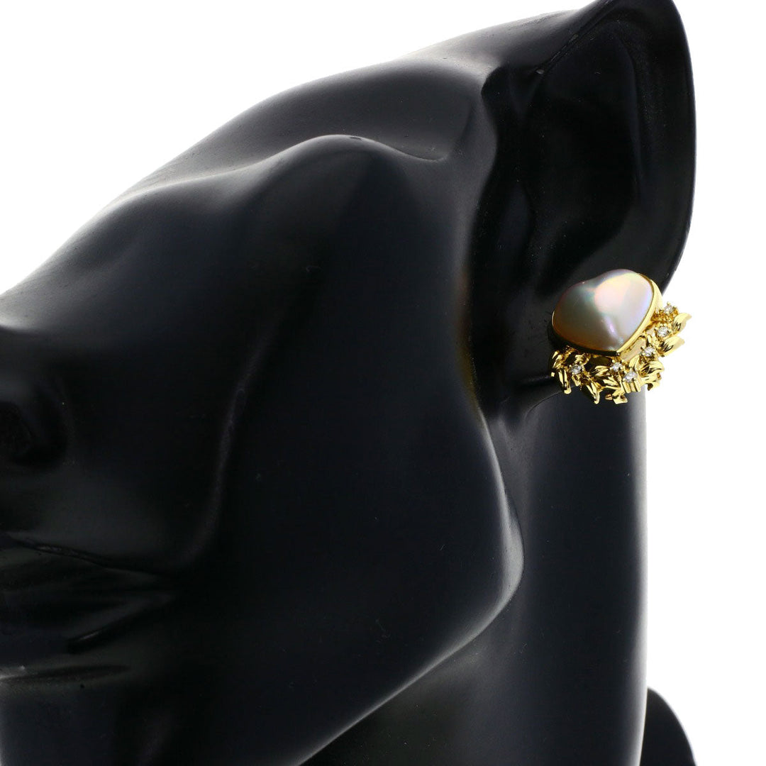 TASAKI Earring 18K Yellow Gold gold Mabe Pearl Heart Women Used Authentic