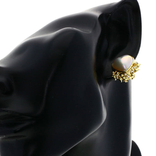 TASAKI Earring 18K Yellow Gold gold Mabe Pearl Heart Women Used Authentic