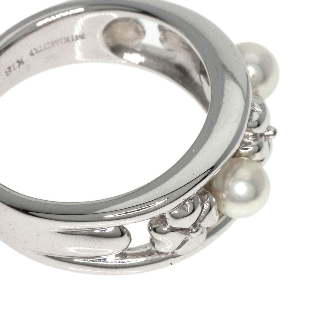 MIKIMOTO Ring K18WG Silver Pearl Women Used Authentic