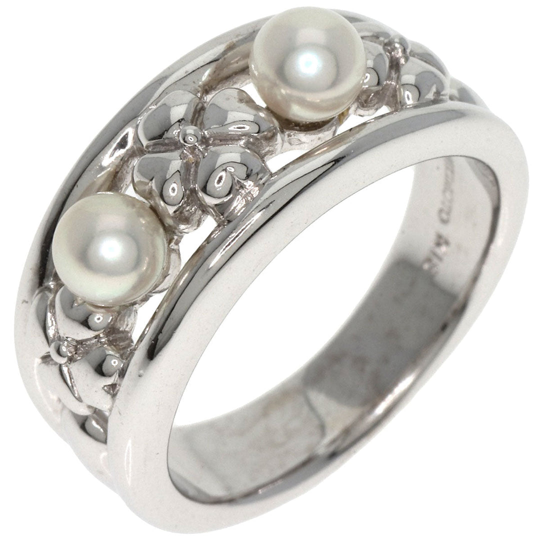 MIKIMOTO Ring K18WG Silver Pearl Women Used Authentic