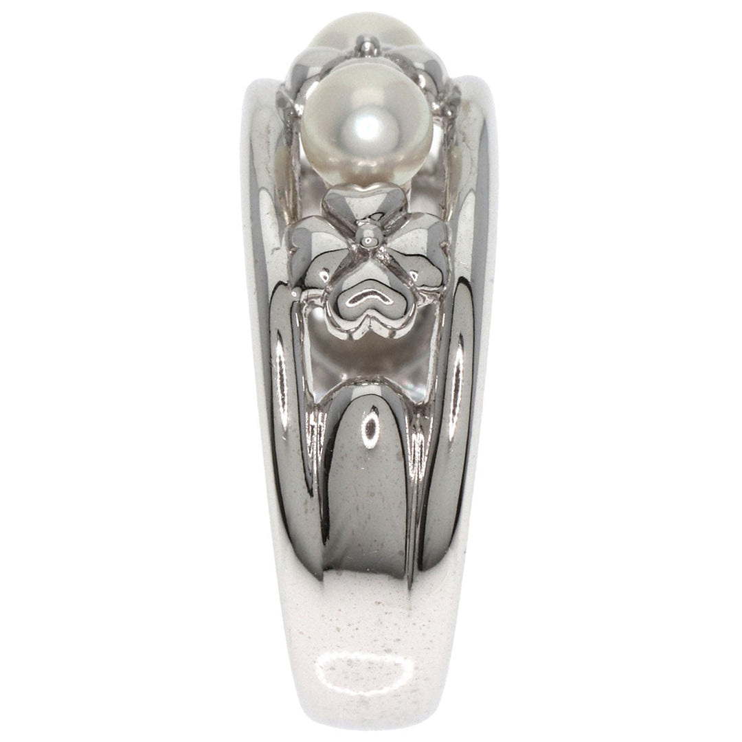 MIKIMOTO Ring K18WG Silver Pearl Women Used Authentic