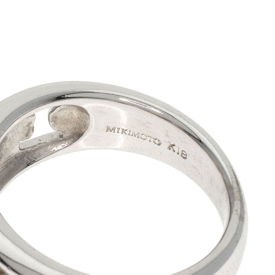 MIKIMOTO Ring K18WG Silver Pearl Women Used Authentic