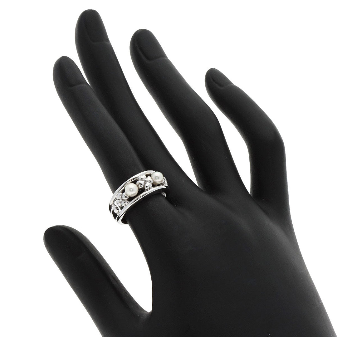 MIKIMOTO Ring K18WG Silver Pearl Women Used Authentic