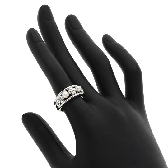 MIKIMOTO Ring K18WG Silver Pearl Women Used Authentic
