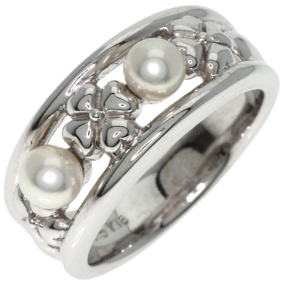 MIKIMOTO Ring K18WG Silver Pearl Women Used Authentic