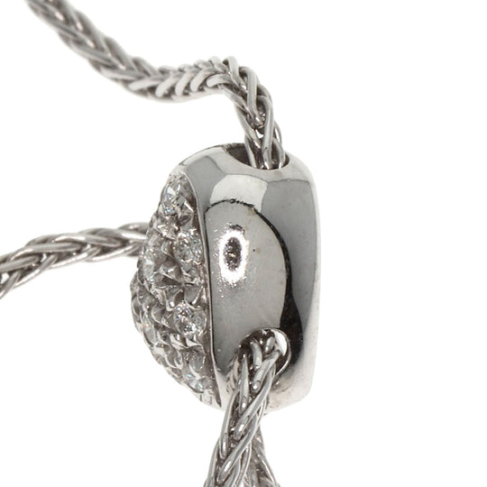 Damiani Necklace K18WG Silver Heart pav diamond Women Used Authentic