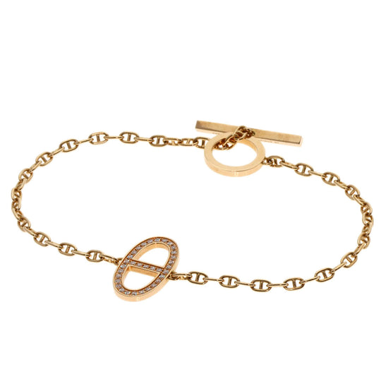 HERMES bracelet 18K Pink Gold gold Chene Dunkle Farandole Diamond Women Used Authentic