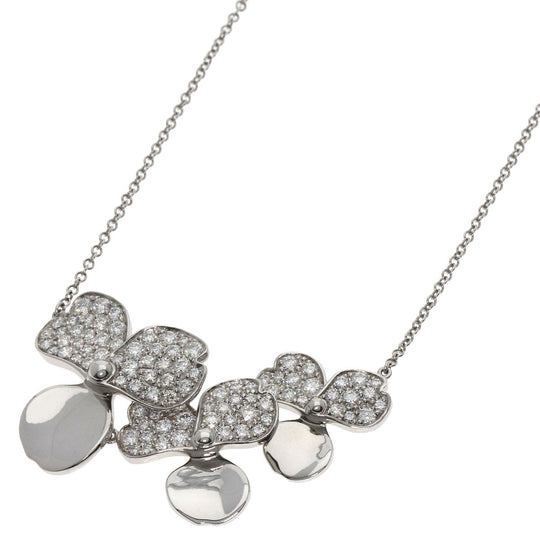 TIFFANY&Co. Necklace PT950 Silver Paper Flower 3 Cluster Diamond
