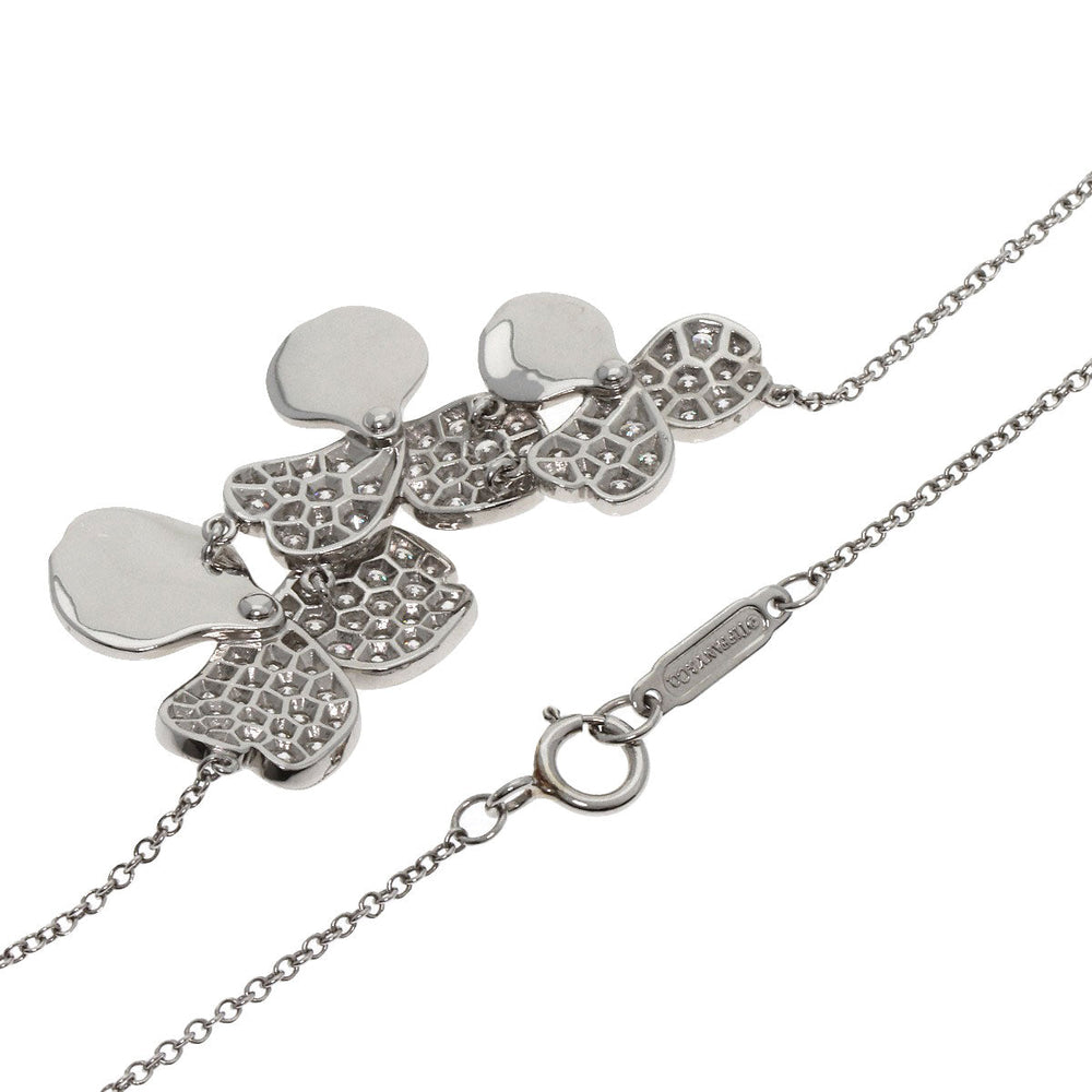 TIFFANY&Co. Necklace PT950 Silver Paper Flower 3 Cluster Diamond