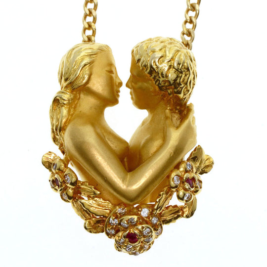 Carrera y Carrera Necklace 18K Yellow Gold gold Adam and Eve Ruby Diamond