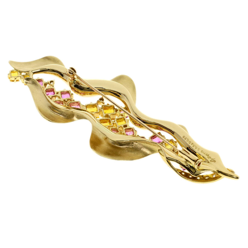 JUNE Brooch 18K Yellow Gold gold Sapphire diamond Women Used Authentic