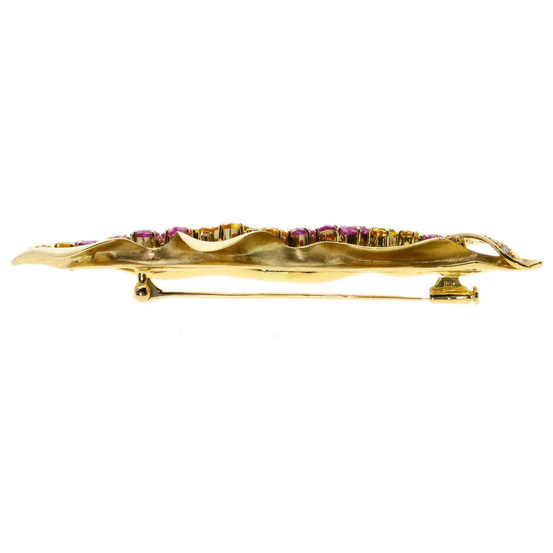 JUNE Brooch 18K Yellow Gold gold Sapphire diamond Women Used Authentic