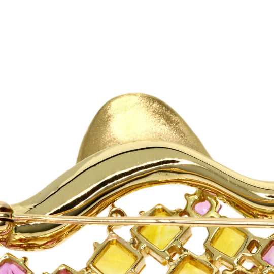 JUNE Brooch 18K Yellow Gold gold Sapphire diamond Women Used Authentic