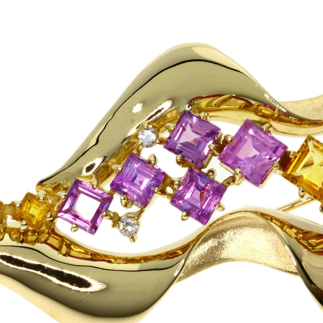 JUNE Brooch 18K Yellow Gold gold Sapphire diamond Women Used Authentic