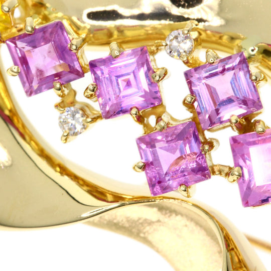 JUNE Brooch 18K Yellow Gold gold Sapphire diamond Women Used Authentic