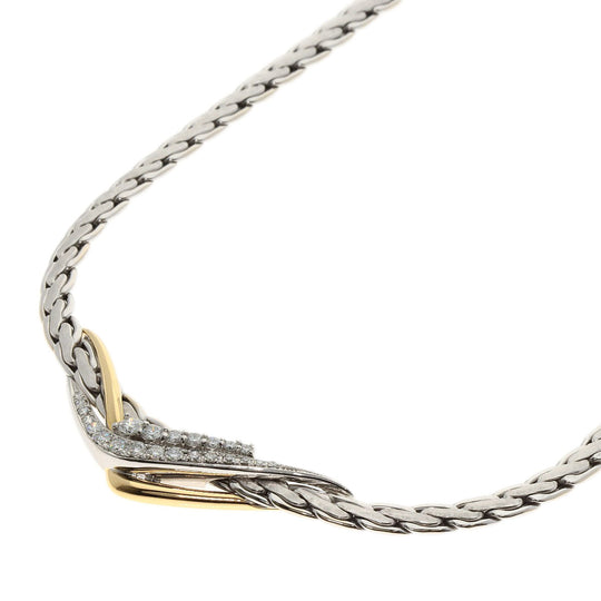 JUNE Necklace K18YG , PT900 Silver diamond Women Used Authentic