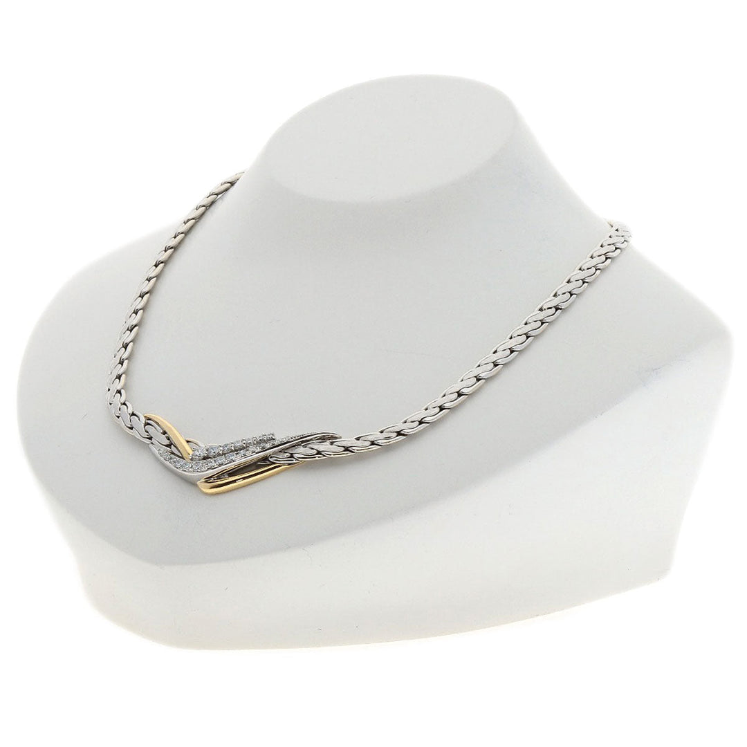 JUNE Necklace K18YG , PT900 Silver diamond Women Used Authentic