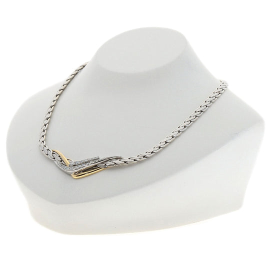 JUNE Necklace K18YG , PT900 Silver diamond Women Used Authentic