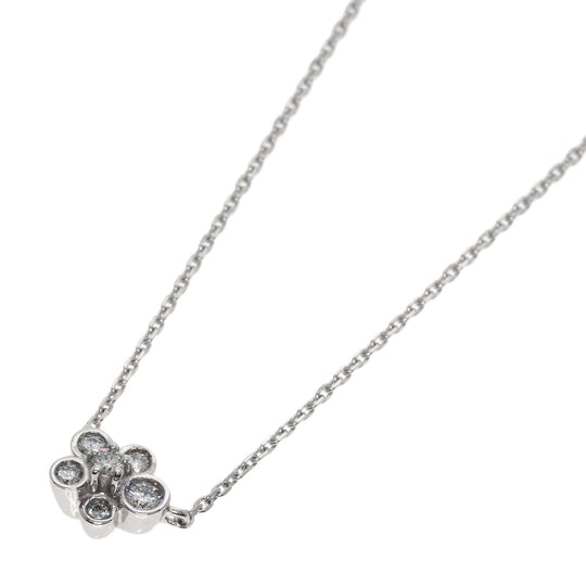 Ponte Vecchio Necklace K18WG Silver Flower Diamond Women Used Authentic