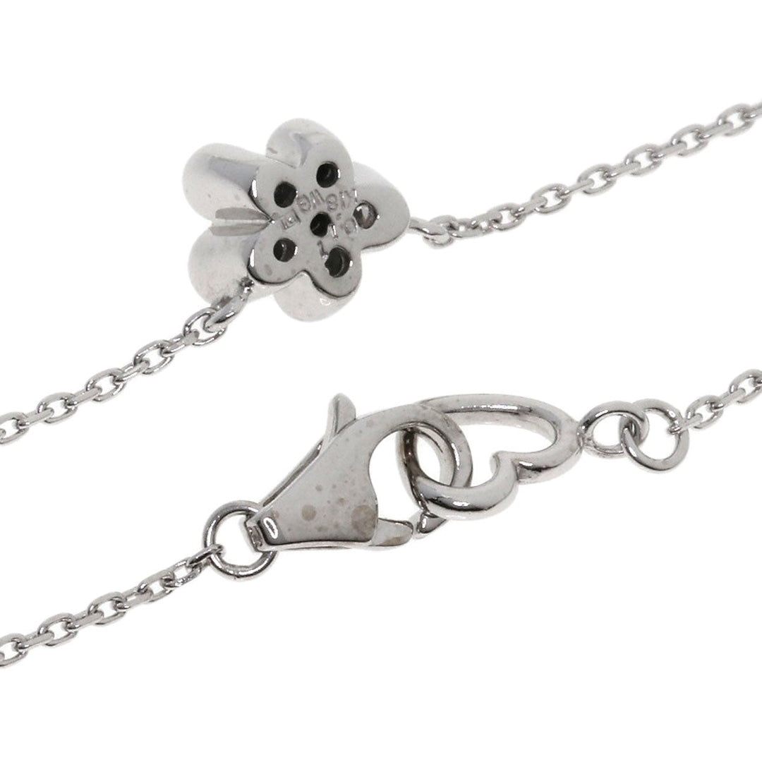 Ponte Vecchio Necklace K18WG Silver Flower Diamond Women Used Authentic