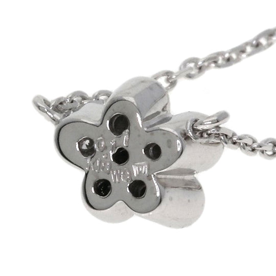 Ponte Vecchio Necklace K18WG Silver Flower Diamond Women Used Authentic