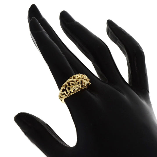 MIKIMOTO Ring 18K Yellow Gold gold Flower motif Women Used Authentic