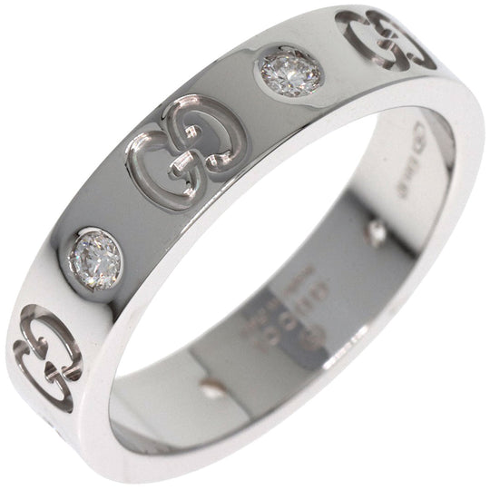 GUCCI Ring K18WG Silver Icon 6P Diamond #11 Women Used Authentic