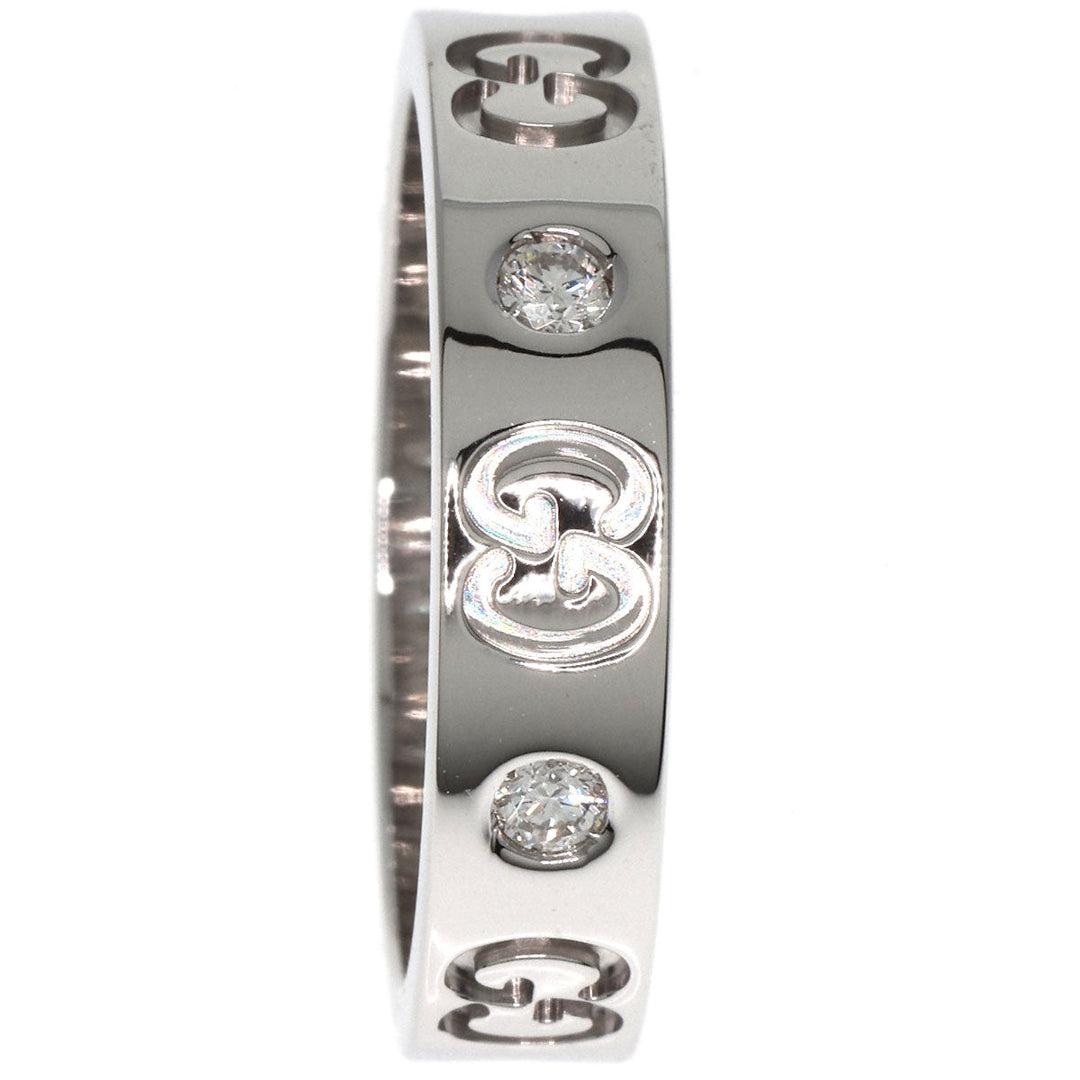 GUCCI Ring K18WG Silver Icon 6P Diamond #11 Women Used Authentic
