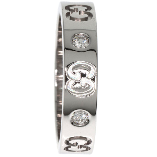 GUCCI Ring K18WG Silver Icon 6P Diamond #11 Women Used Authentic