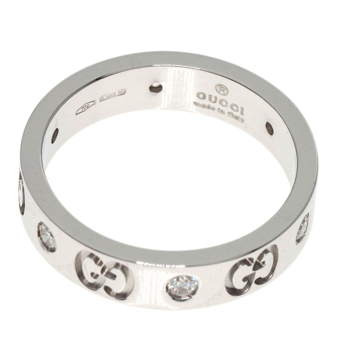 GUCCI Ring K18WG Silver Icon 6P Diamond #11 Women Used Authentic