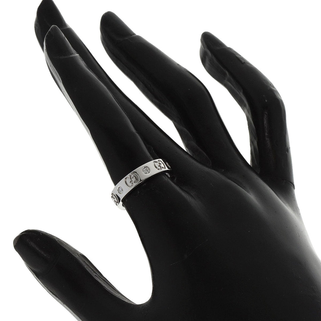 GUCCI Ring K18WG Silver Icon 6P Diamond #11 Women Used Authentic