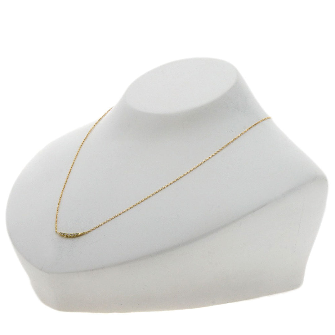 agete Necklace 18K Yellow Gold gold Diamond crescent moon motif Women Used Authentic