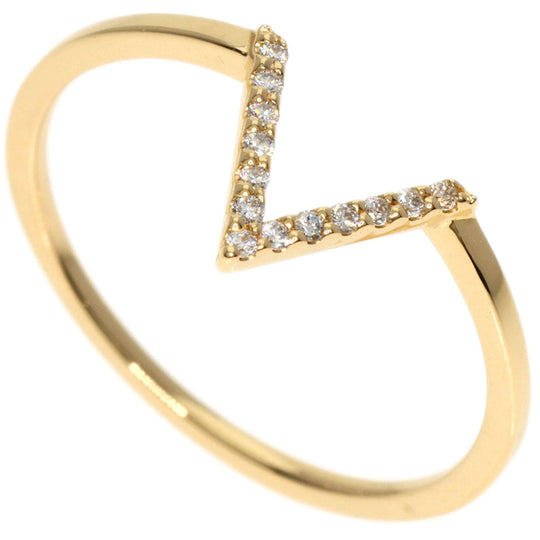 ete Ring 18K Yellow Gold gold V Design Diamond Women Used Authentic