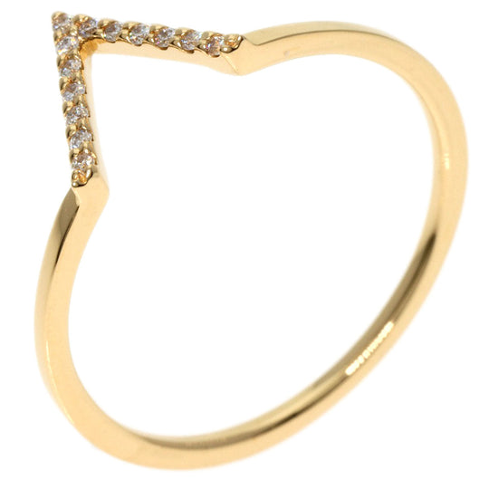 ete Ring 18K Yellow Gold gold V Design Diamond Women Used Authentic