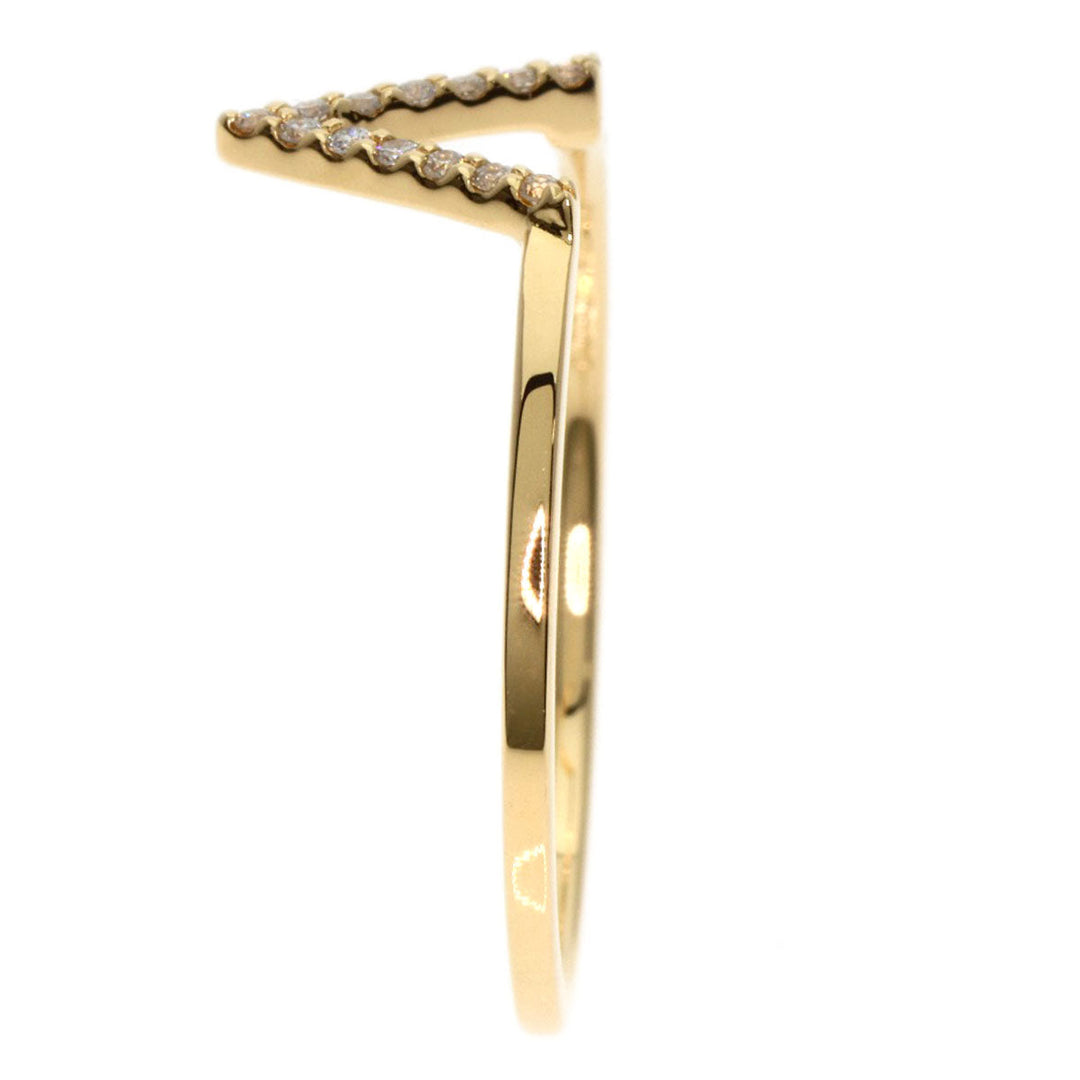 ete Ring 18K Yellow Gold gold V Design Diamond Women Used Authentic
