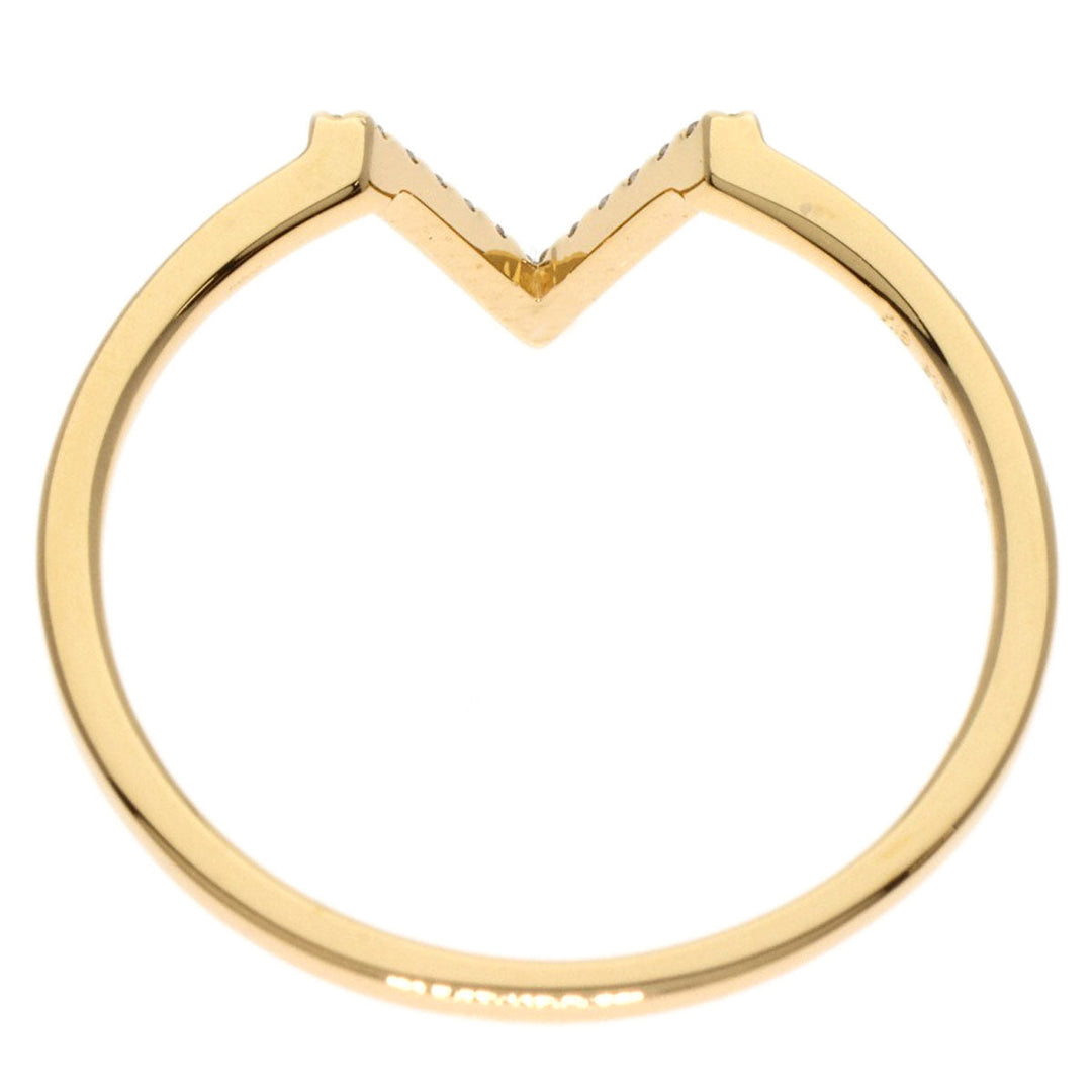 ete Ring 18K Yellow Gold gold V Design Diamond Women Used Authentic
