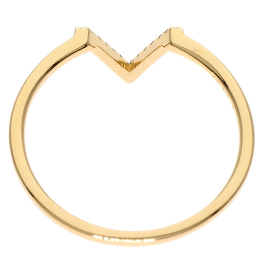 ete Ring 18K Yellow Gold gold V Design Diamond Women Used Authentic