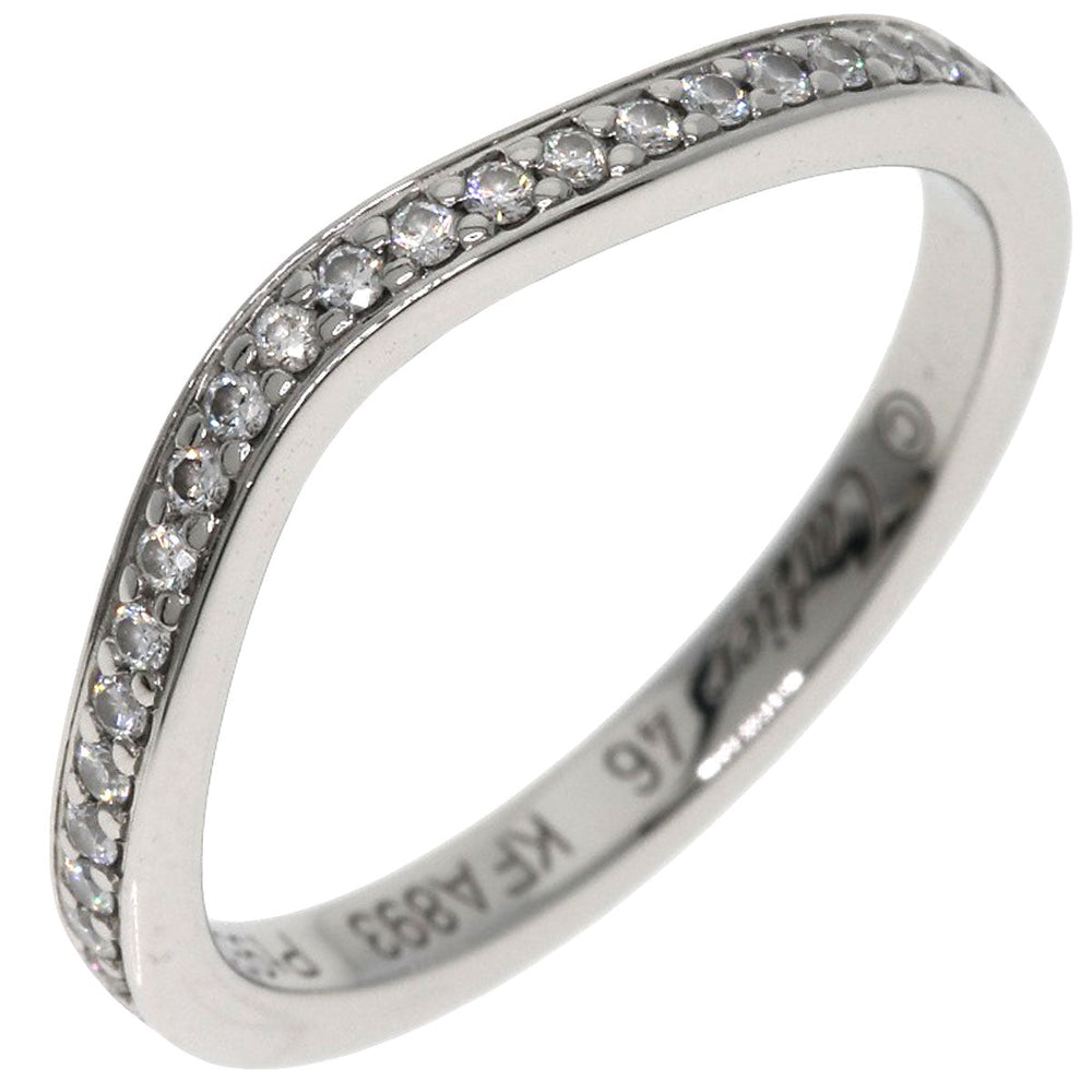 CARTIER Ring PT950 Silver Ballerina Curve Half Eternity Diamond #46