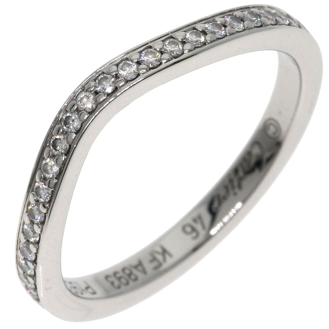 CARTIER Ring PT950 Silver Ballerina Curve Half Eternity Diamond #46