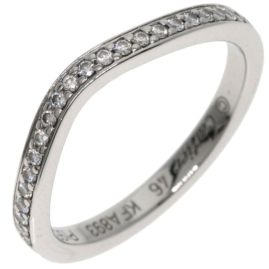 CARTIER Ring PT950 Silver Ballerina Curve Half Eternity Diamond #46