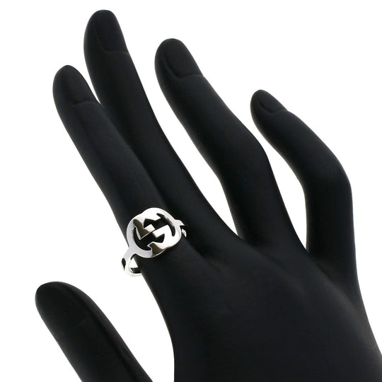 GUCCI Ring K18WG Silver GG logo #11