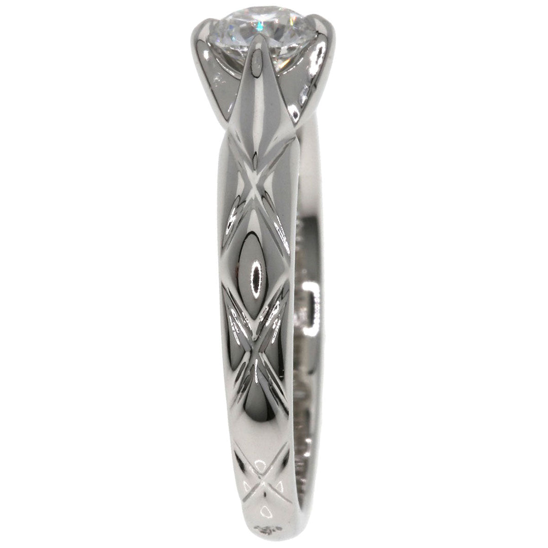 CHANEL Ring PT950 Silver Matrasse Diamond Women Used Authentic