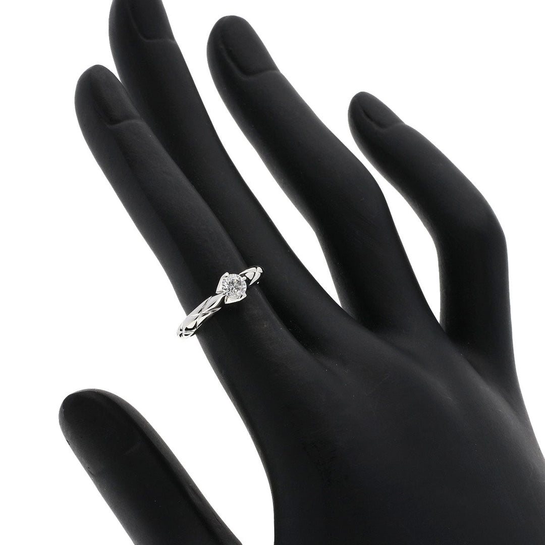 CHANEL Ring PT950 Silver Matrasse Diamond Women Used Authentic