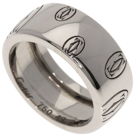 CARTIER Ring K18WG Silver Happy Birthday LM #49 Women Used Authentic