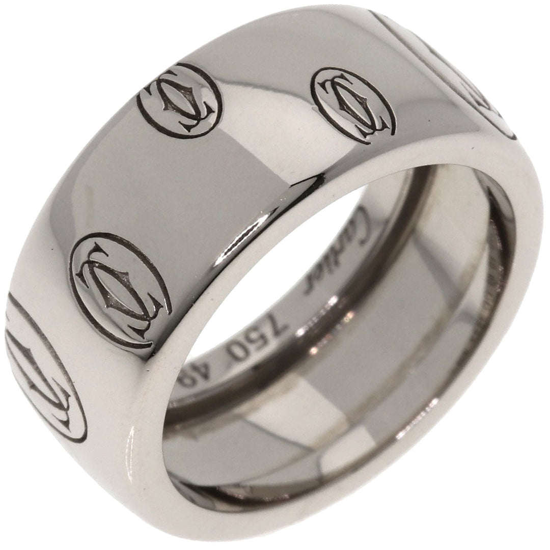 CARTIER Ring K18WG Silver Happy Birthday LM #49 Women Used Authentic